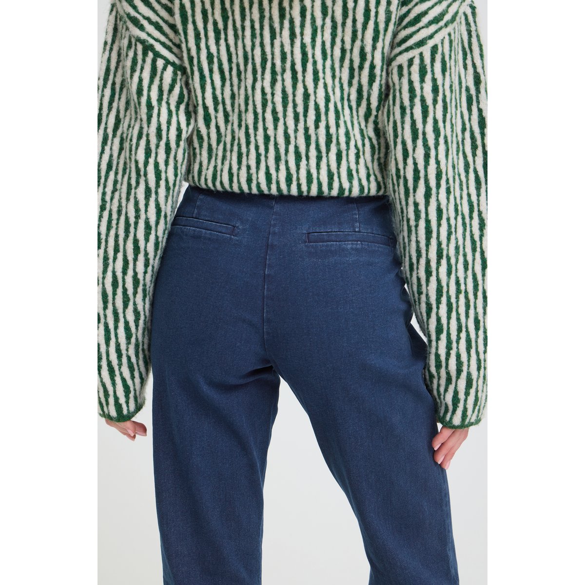 Jean droit à taille mi-haute, longueur cheville bleu mid blue denim, B.YOUNG