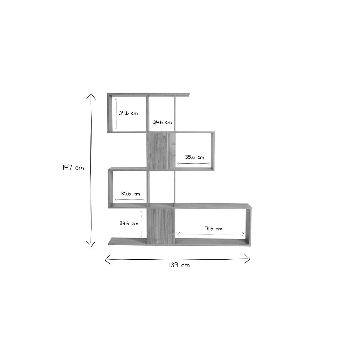 Bibliothèque ouverte séparateur design L139 cm COMO blanc, MILIBOO