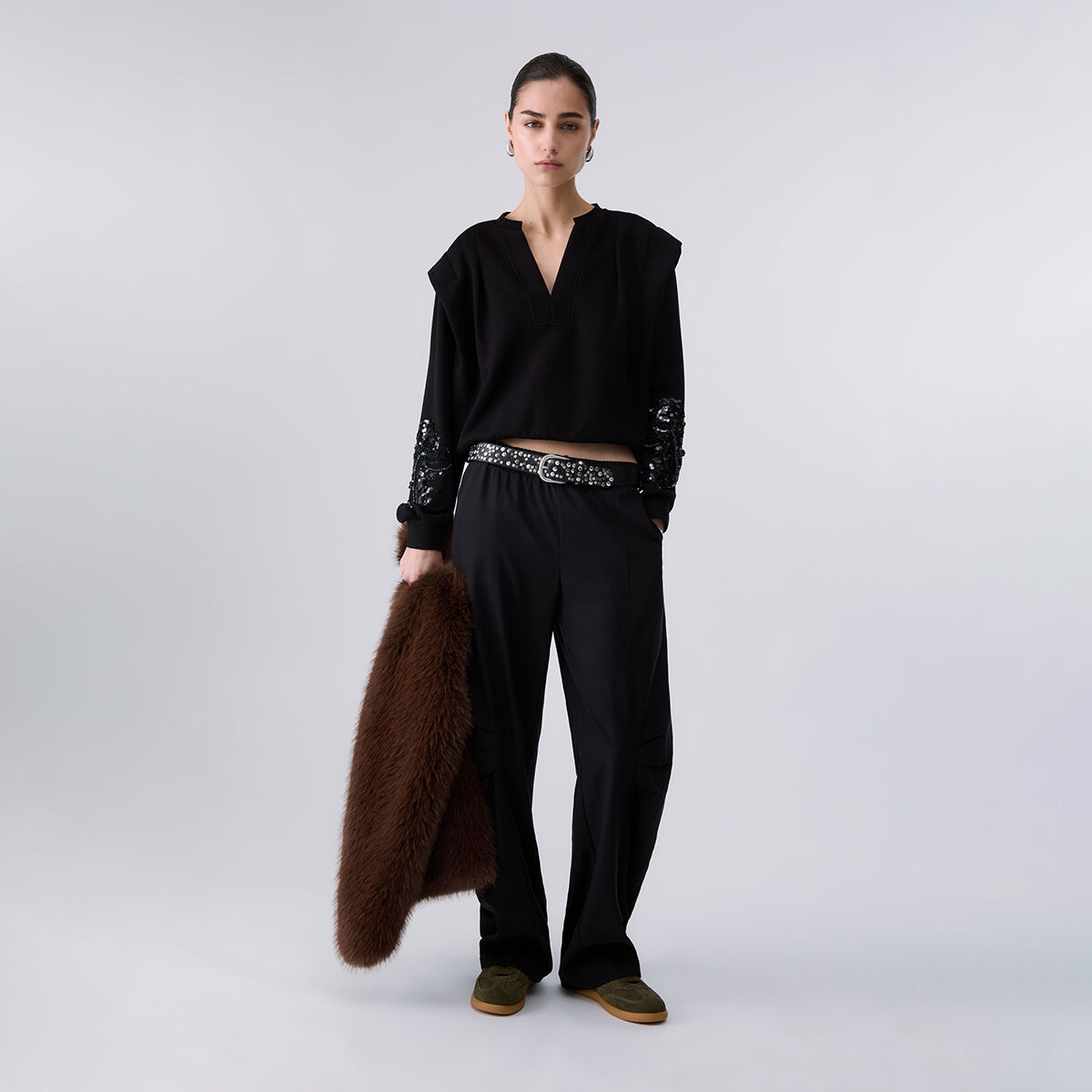 Sweat-shirt avec broderies bijoux noir, LIU JO