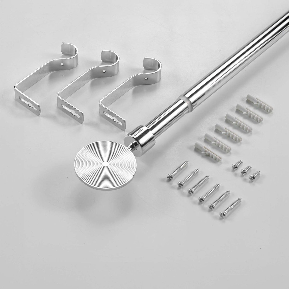 Kit de tringle à rideaux extensible grande longueur ROLLIS argent, TOILINUX