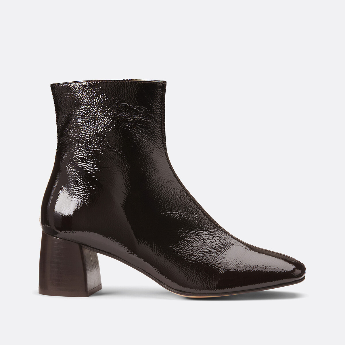 Boots en cuir vernis bordeaux, LA REDOUTE COLLECTIONS