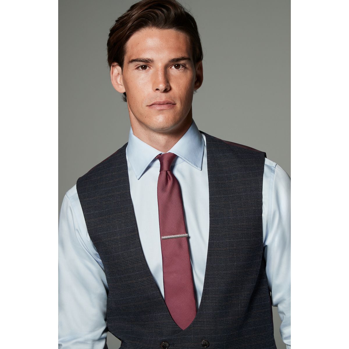 Gilet de costume skinny aux carreaux bleu marine, NEXT