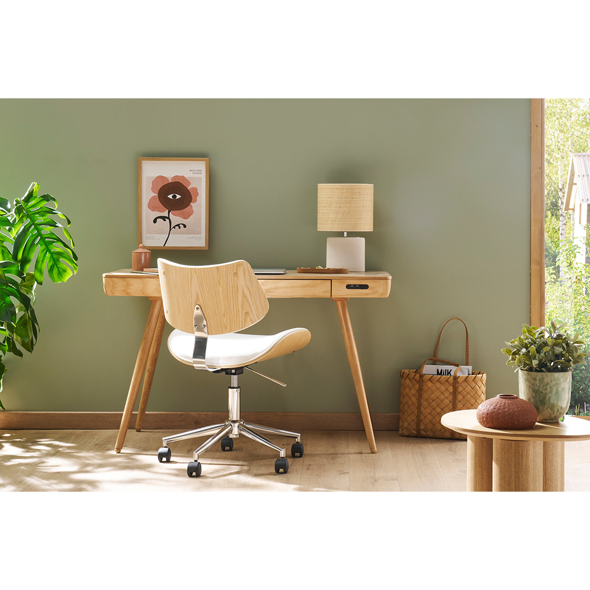 Chaise de bureau à roulettes design MALMO noir, MILIBOO