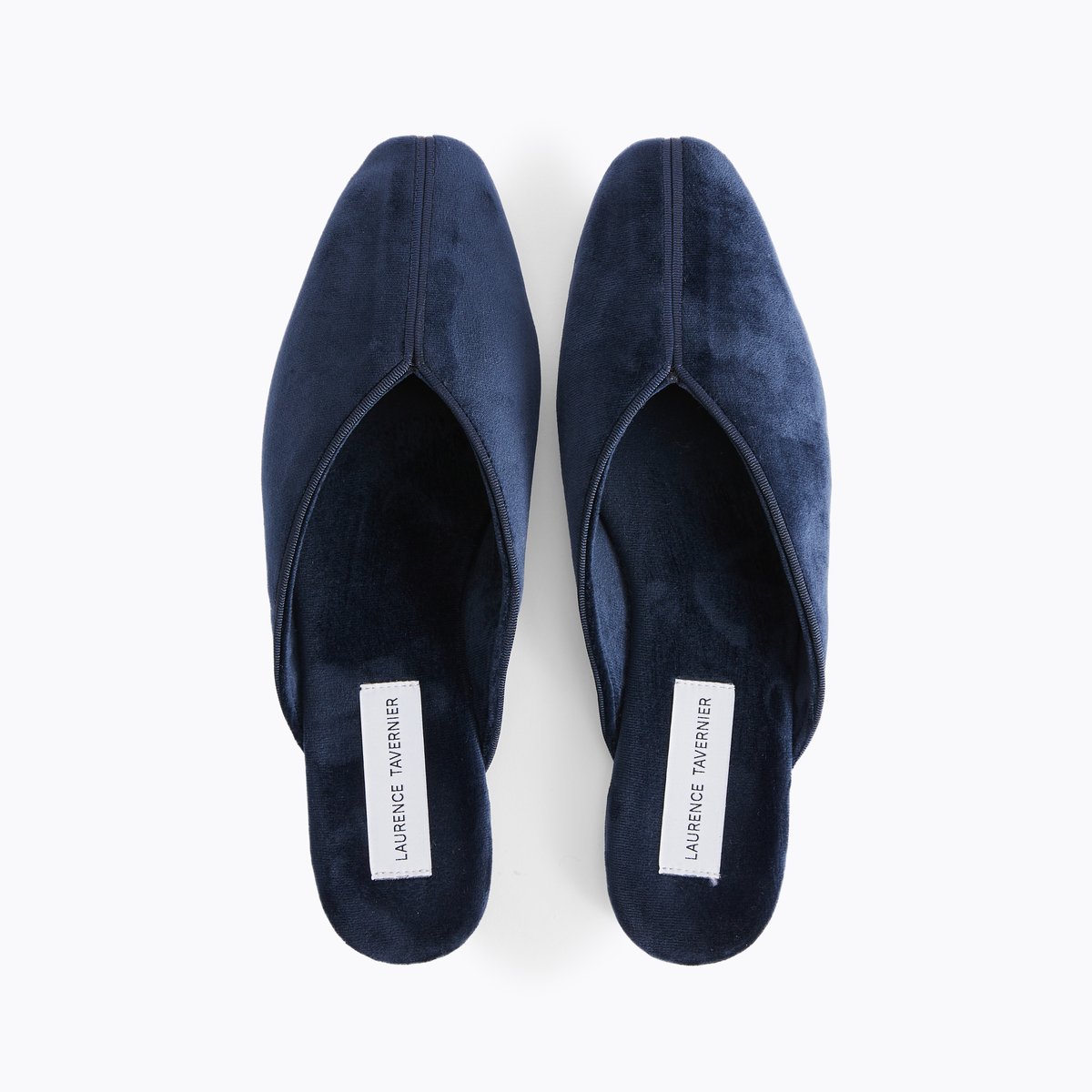 Chaussons en velours MULES marine, LAURENCE TAVERNIER