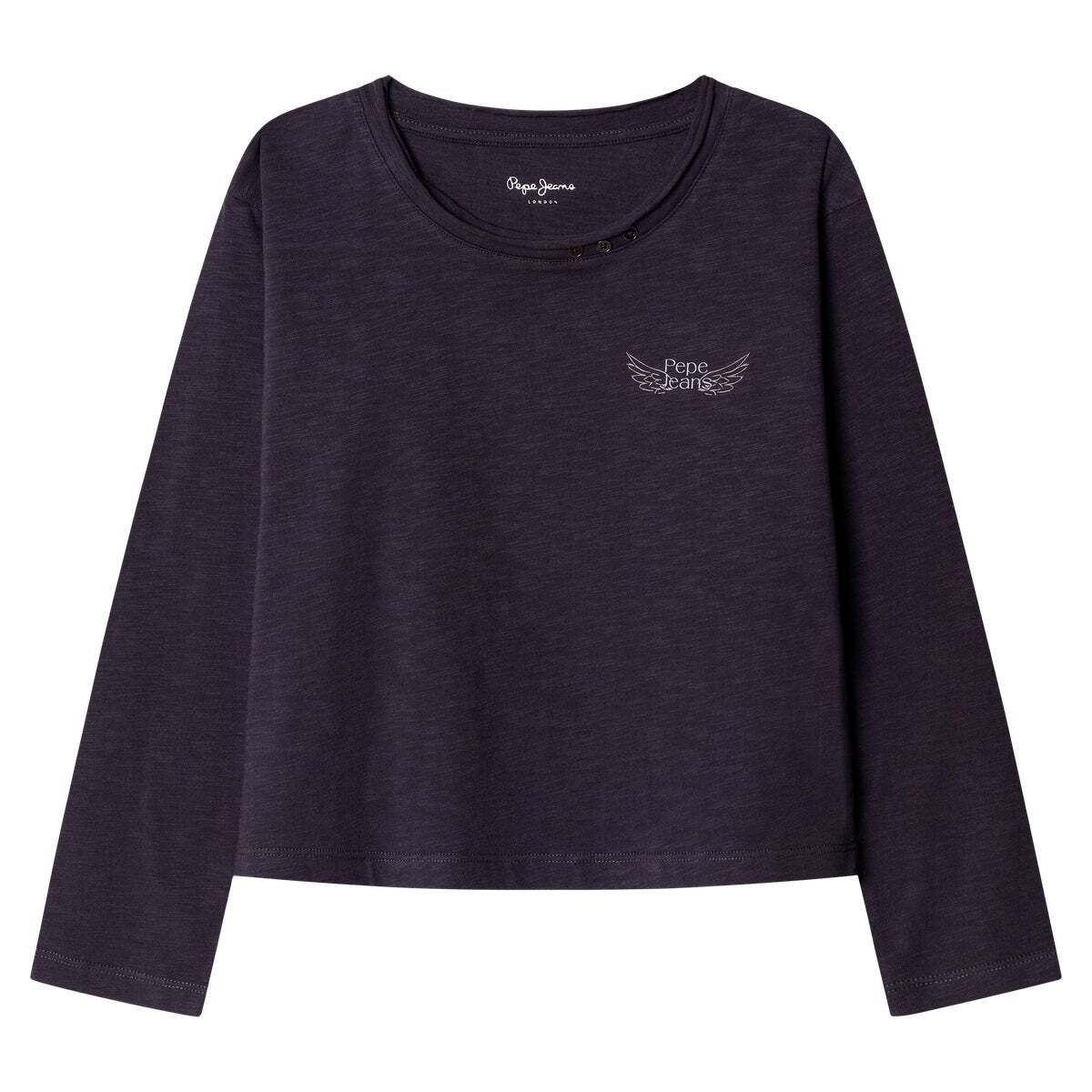 T-Shirt Manches Longues Avec Logo Imprimé gris cendre, PEPE JEANS