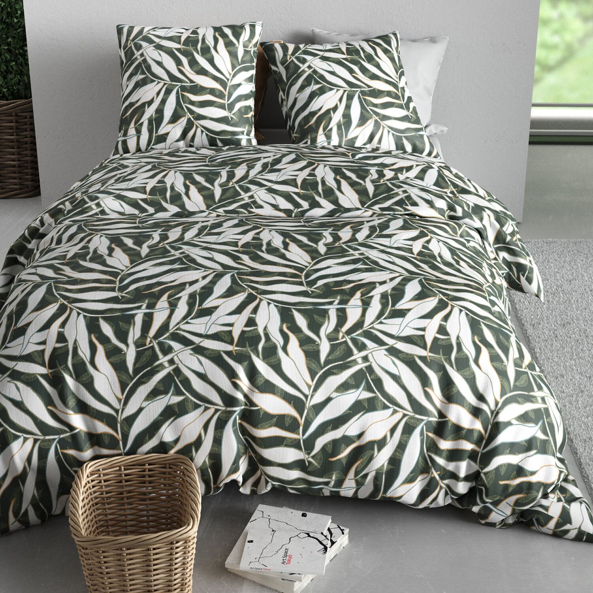 Paure coton imprimée couette et 2 taies, FILVERde multicolore, ATELIER DU COTON