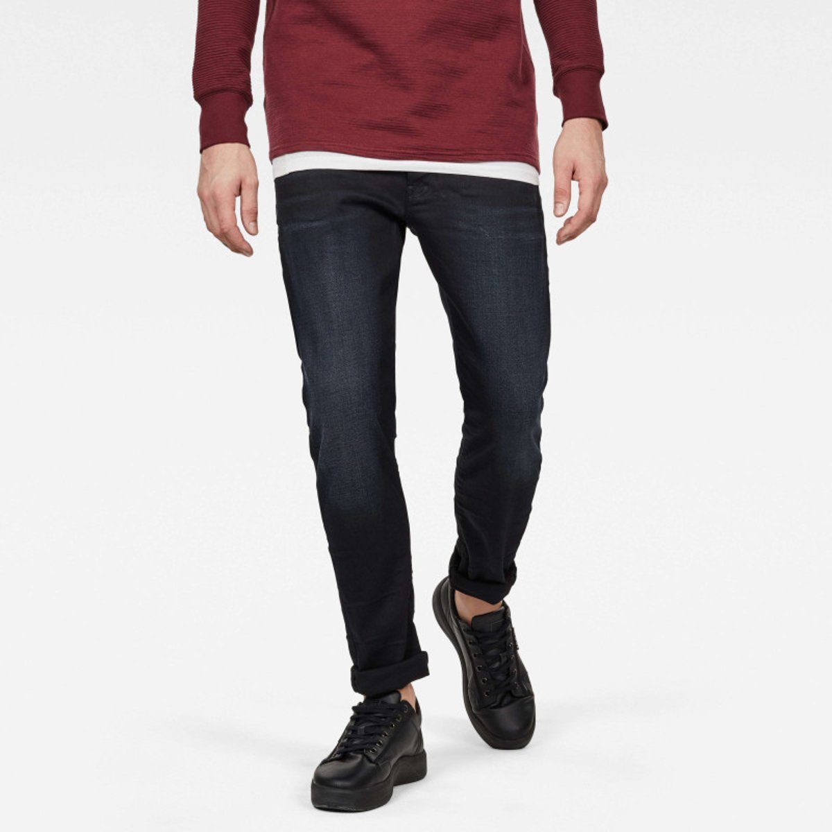 Jean noir avec une coupe slim à poches et des passants pour ceinture noir, G-Star RAW