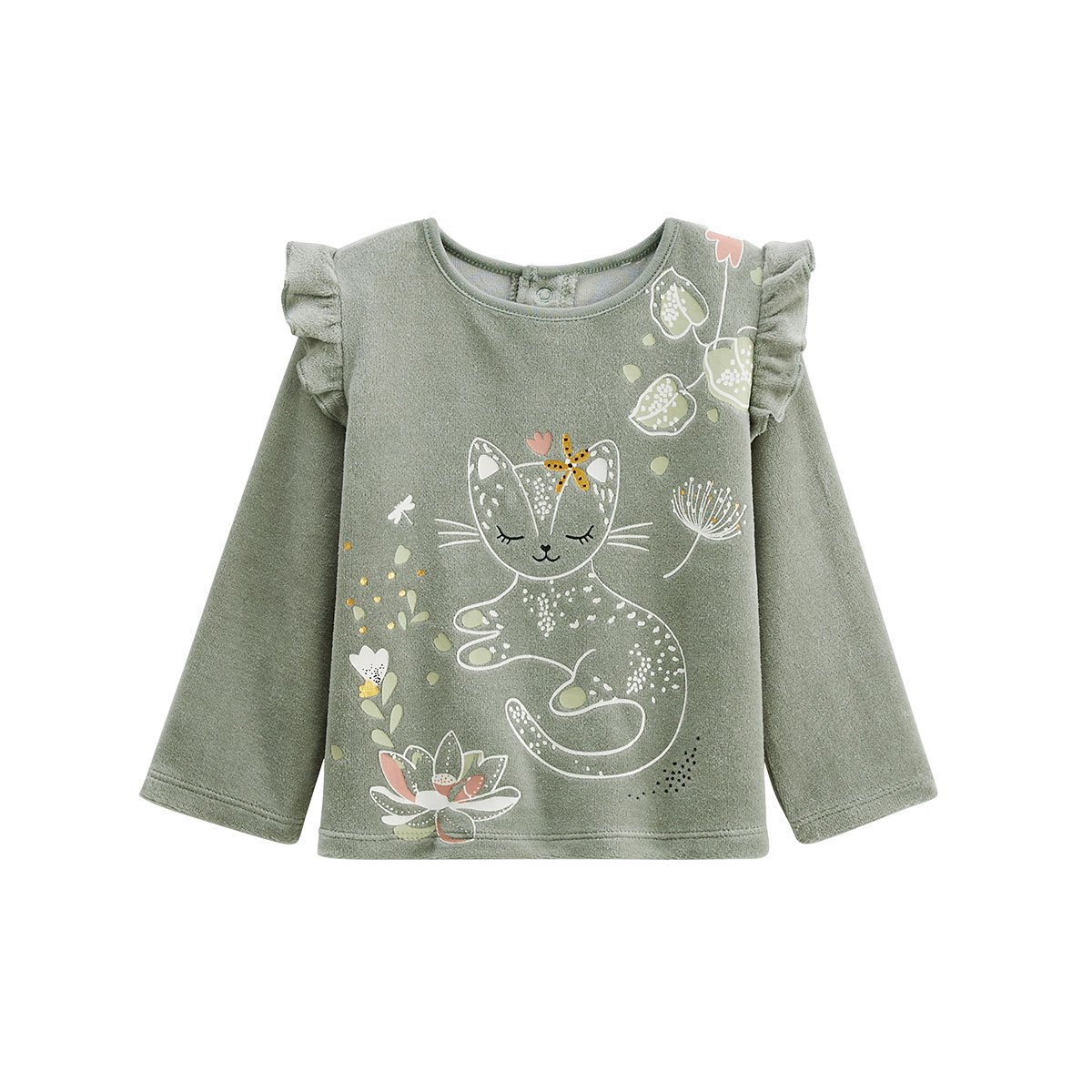 Pyjama enfant 2 pièces en velours Lily kaki, PETIT BEGUIN