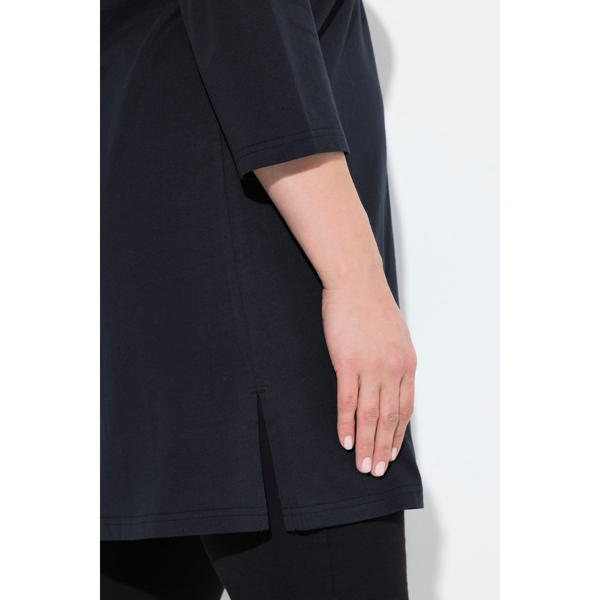 T-shirt long coupe évasée noir, ULLA POPKEN