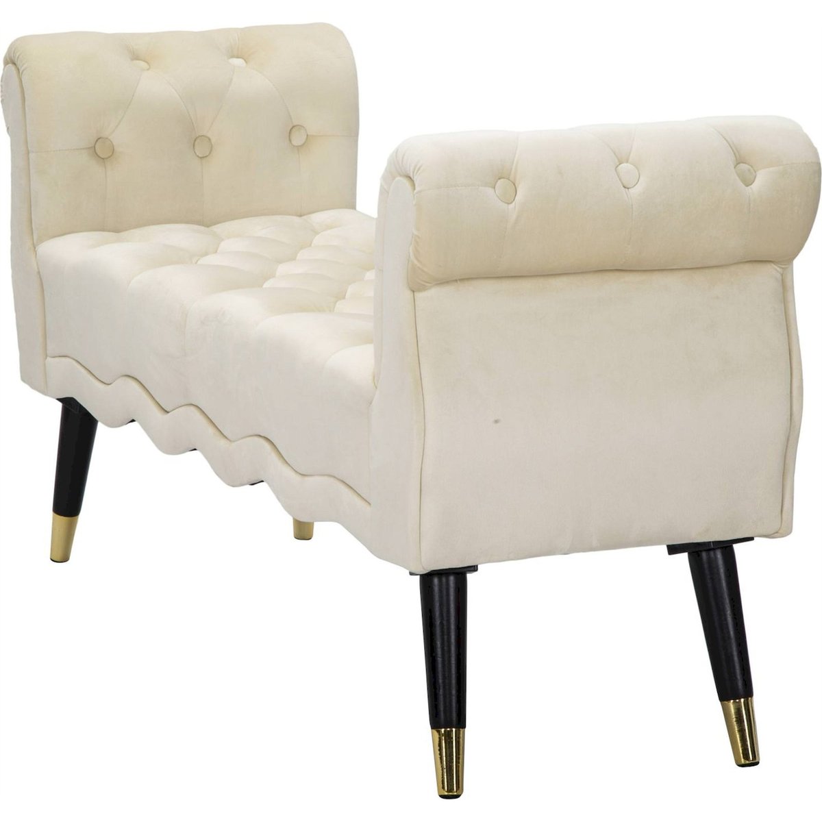 Banquette capitonnée bout de lit GLAM crème noir et doré, RECOLLECTION