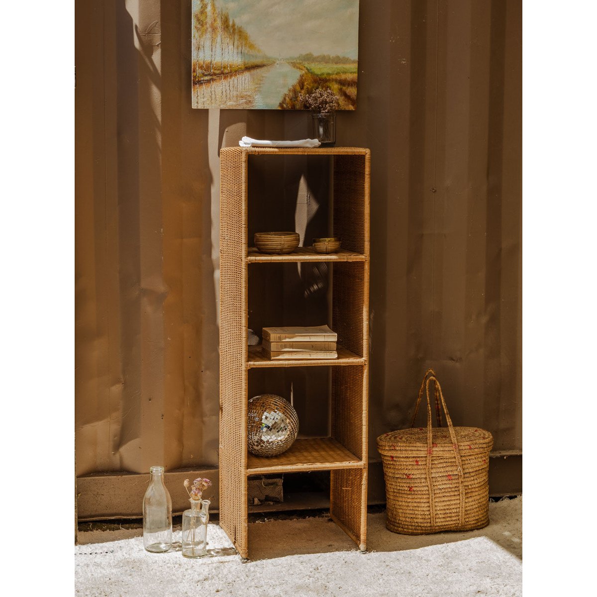 Étagère en rotin Gaëlle N°1446 - Bon état beige, DEBONGOUT