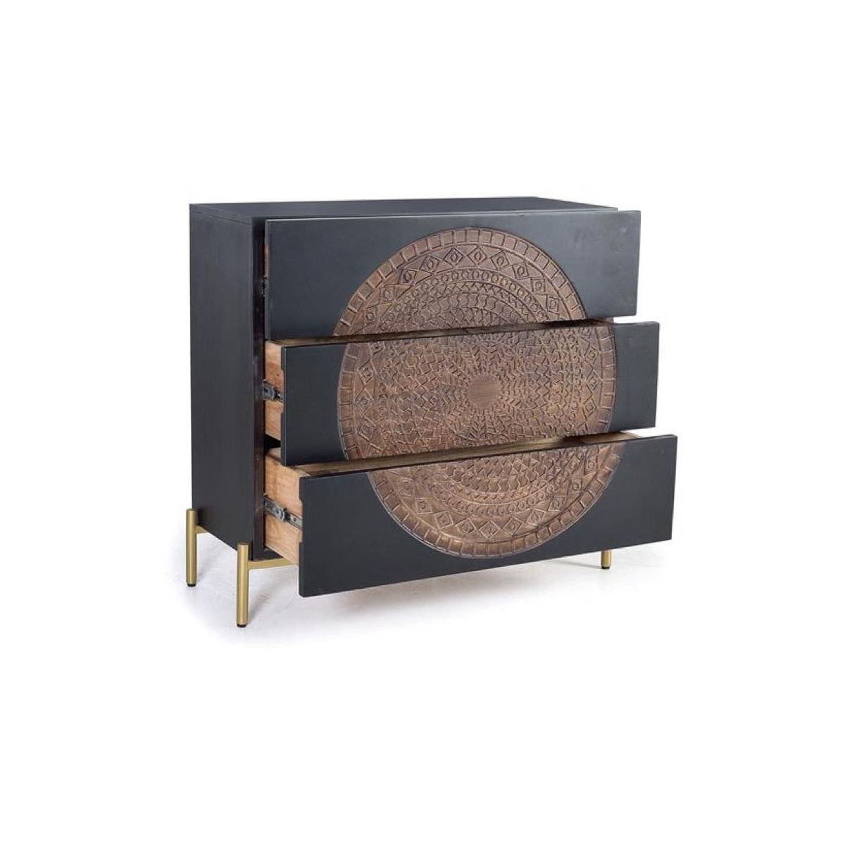 Commode 3 tiroirs - EBÉLINE noir, DECORATION D’AUTREFOIS