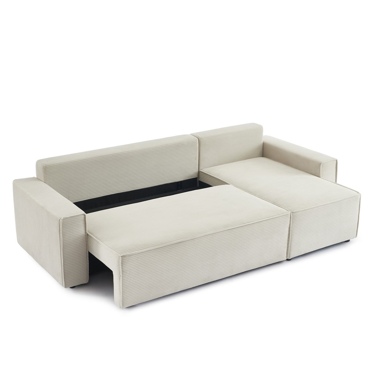 Canapé d'angle convertible velours ZOLA beige, BAÏTA