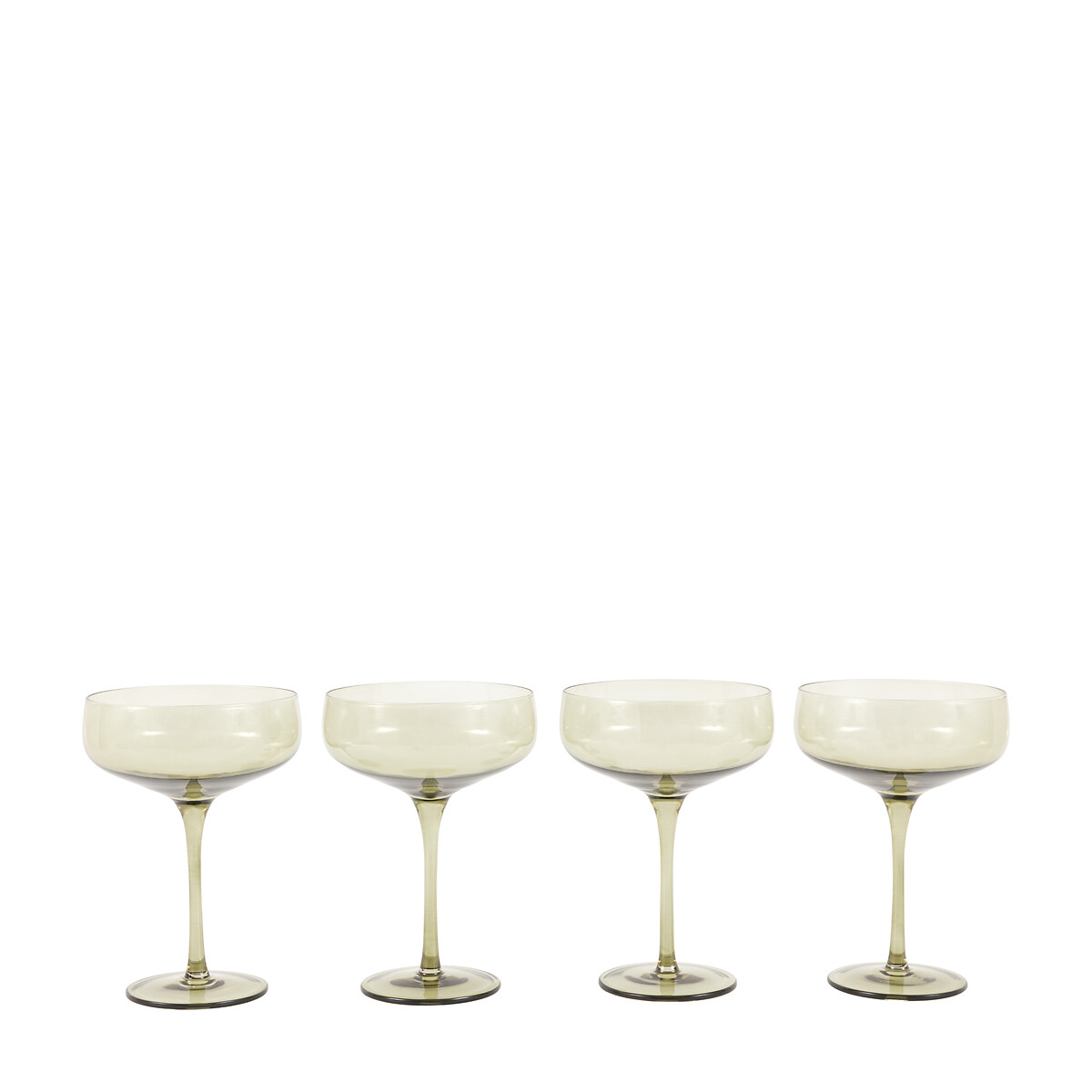 Set of 4 Eden Coupe Glasses in Smokey Green green, ÉDITÉ