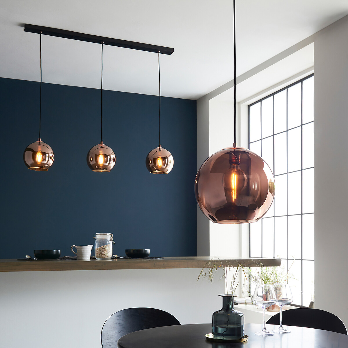 Bocco Mirrored Glass Pendant Light black, SO'HOME