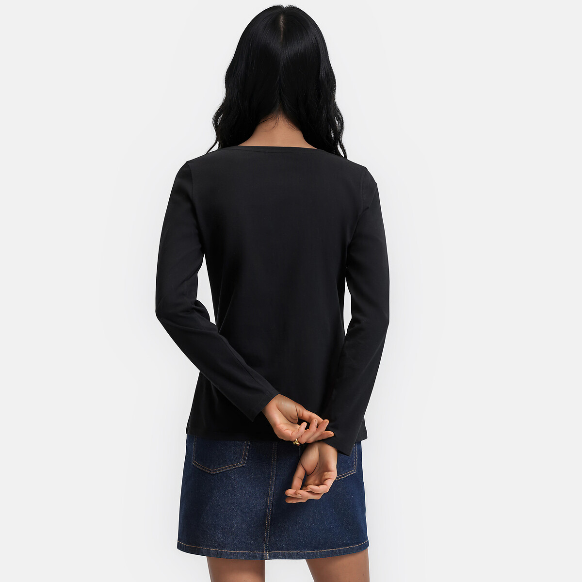 T-shirt col rond, manches longues noir, LA REDOUTE COLLECTIONS