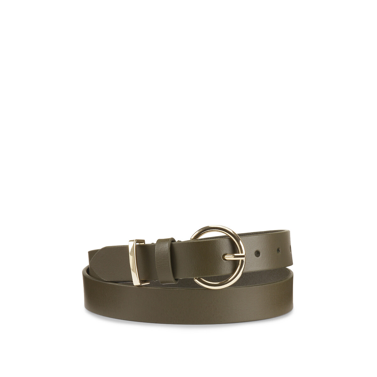 Ceinture en cuir a boucle imprime fond noir La Redoute Collections La Redoute
