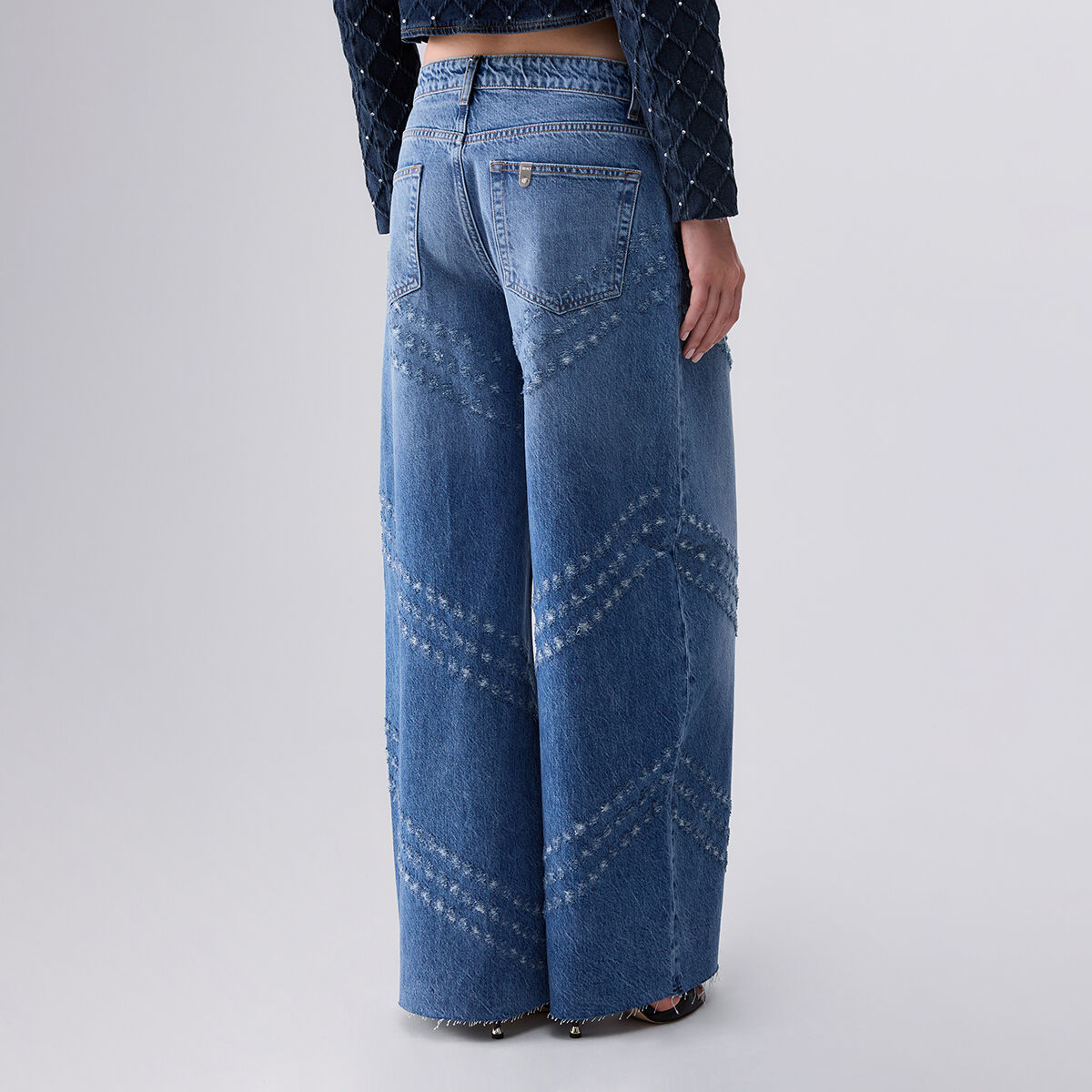 Jean évasé avec détails gravés au laser denim bleu, LIU JO