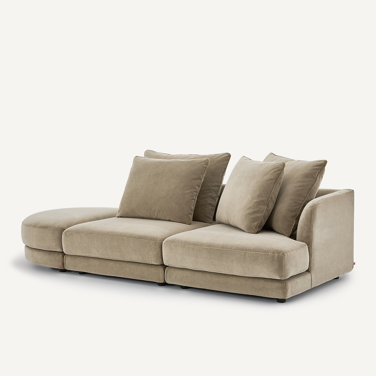 Rechtes Einzelsofa, modular, aus stonewashed-Samt, TIBERIO shiitakegrau, AM.PM