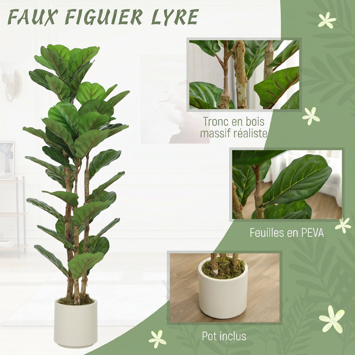 Plantes artificielles PEVA Vert vert, HOMCOM