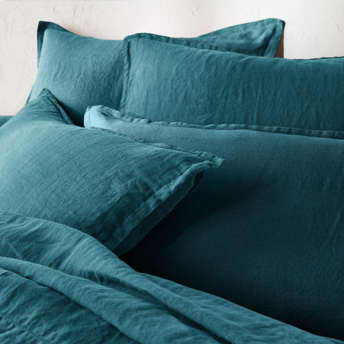 Housse de couette en lin lavé, Linot bleu adriatique, LA REDOUTE INTERIEURS
