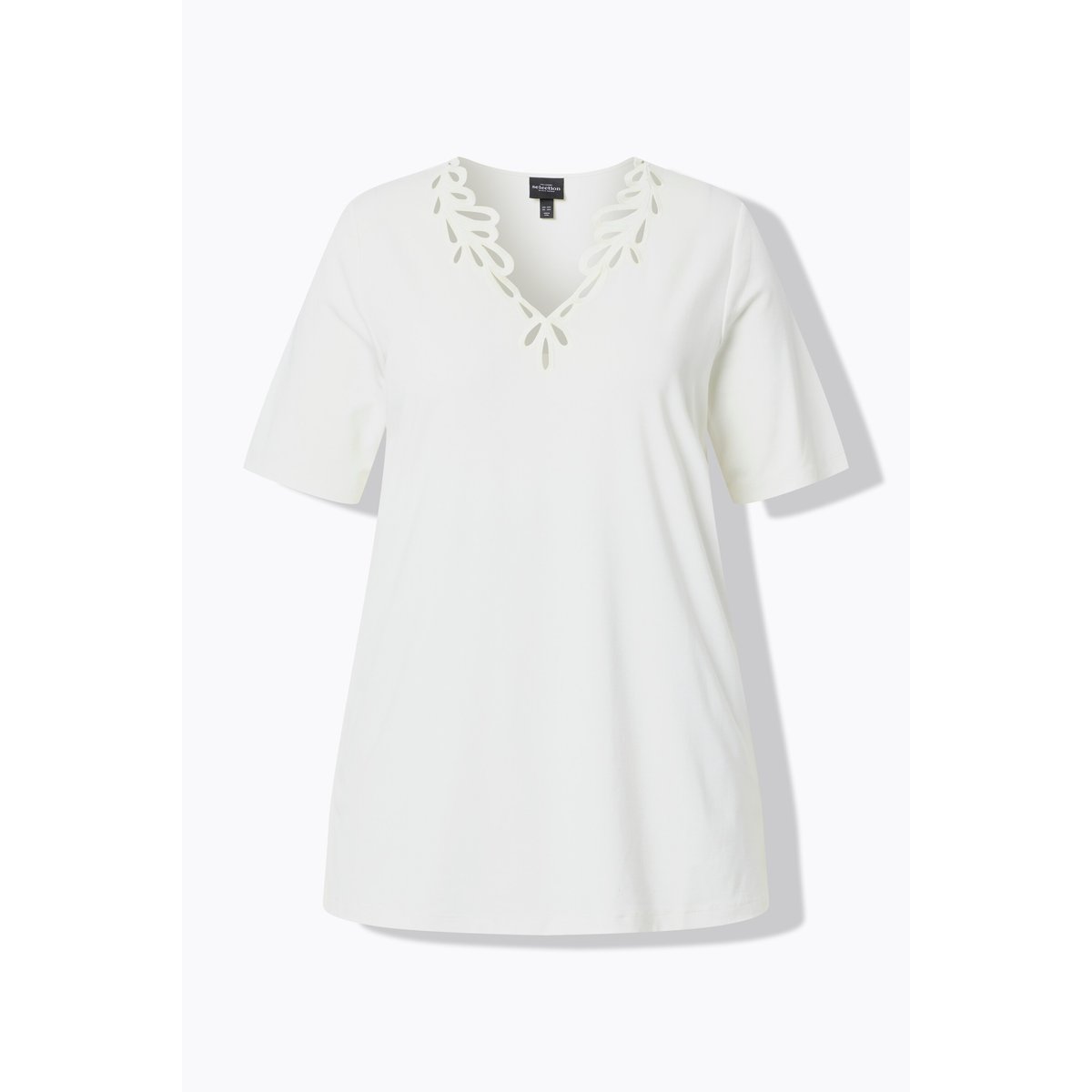 T-shirt avec broderies blanc neige, ULLA POPKEN
