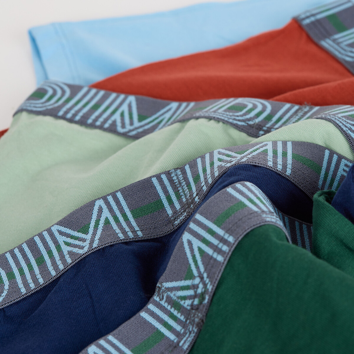 Lot de 5 boxers 4/5-16 ans vert + bleu + rouge, DIM