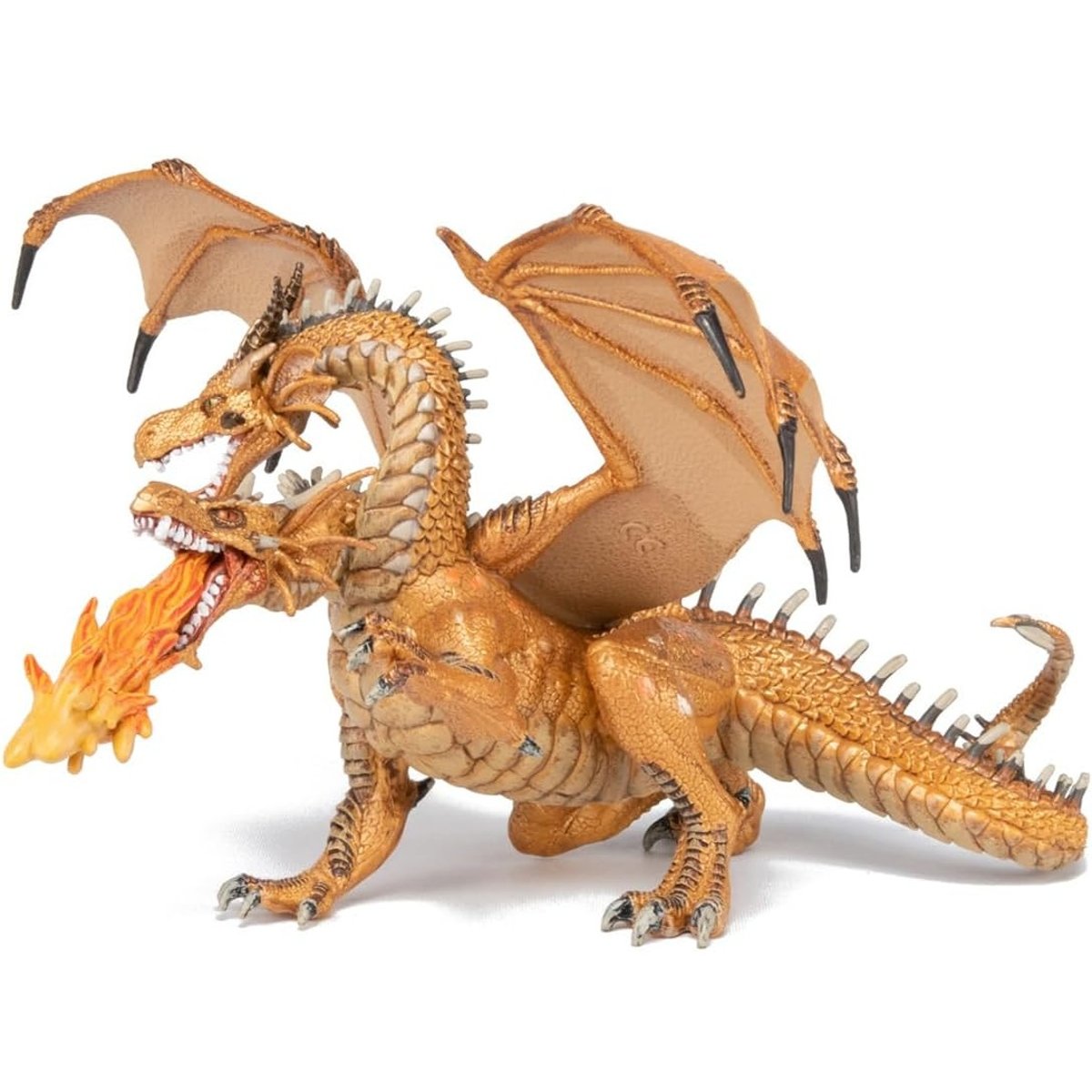 Figurine Dragon à deux têtes or marron, PAPO