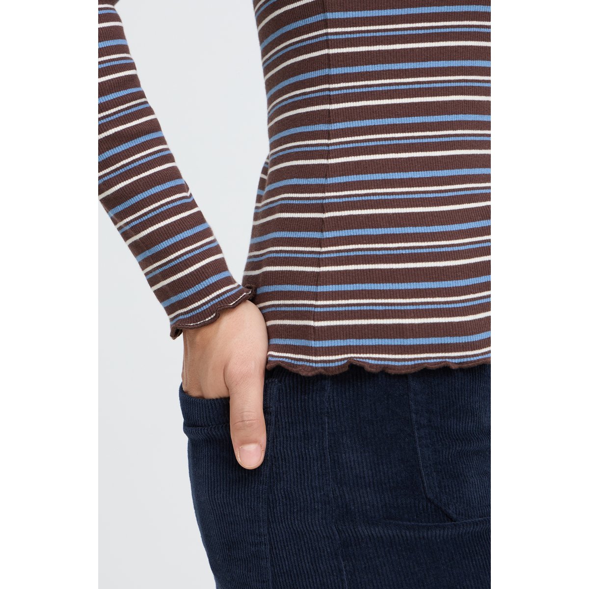 Á manches longues marron java/stripe, B.YOUNG