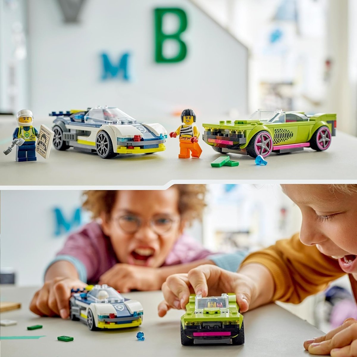 LEGO City - Course-poursuite entre la voiture de police et la super voiture - 60415 multicolore, LEGO