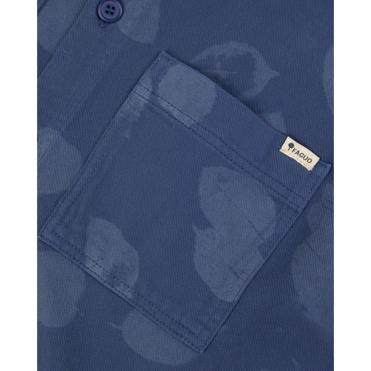 Sur-chemise en tissu sergé bleu et écru, FAGUO
