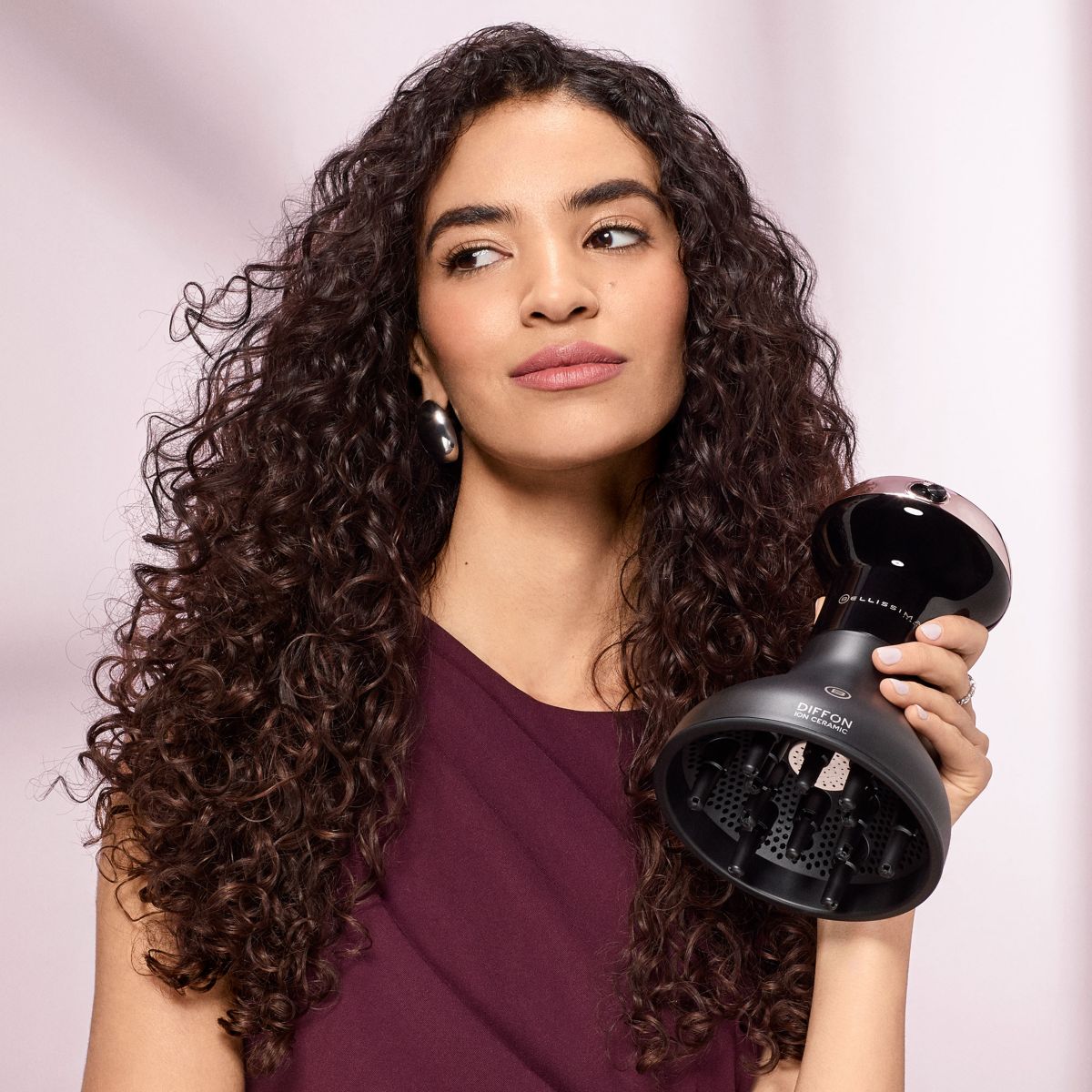 Diffuseur sèche-cheveux Diffon Ion Ceramic rose et noir, BELLISSIMA