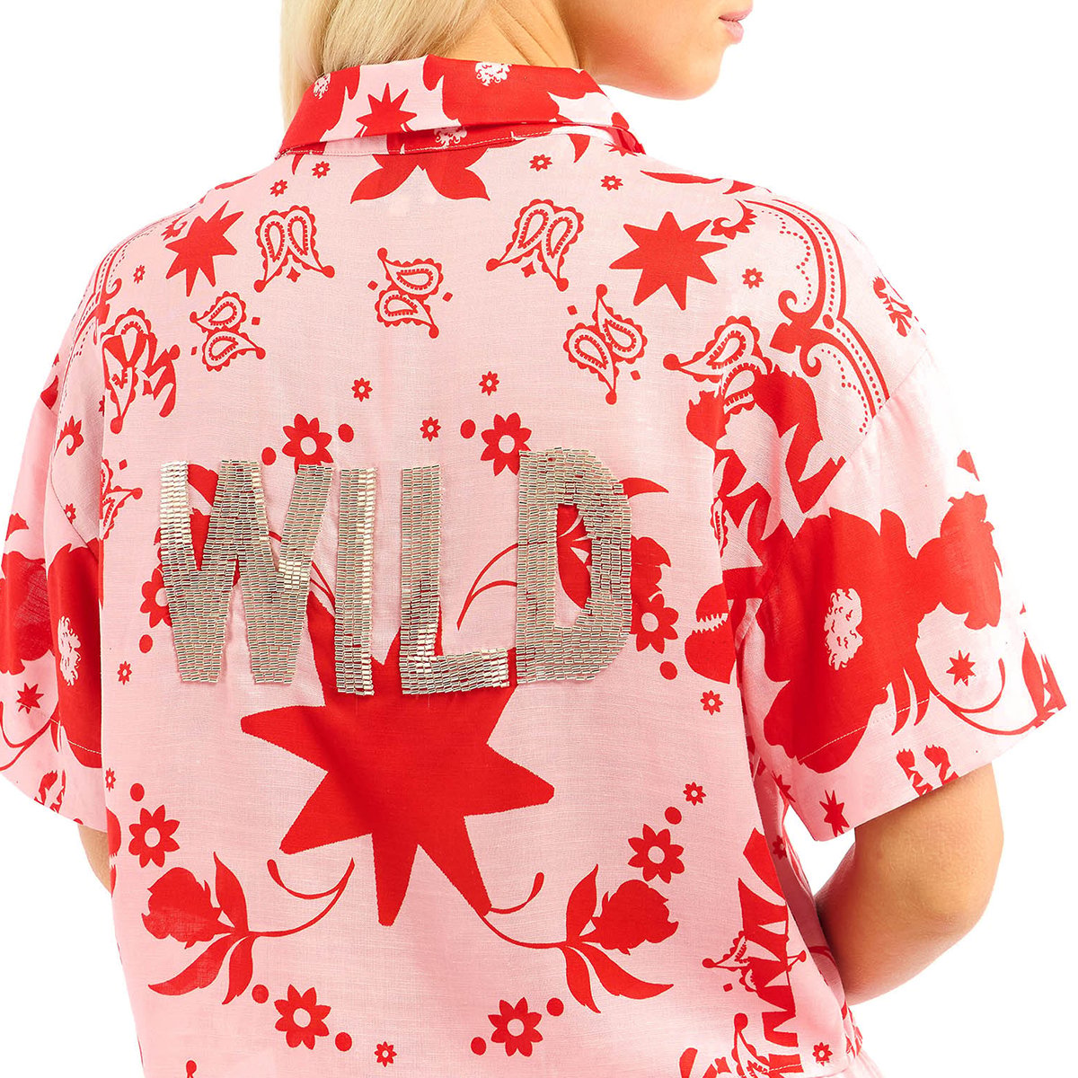 Chemise à motifs manches courtes HORIANE rose, WILD