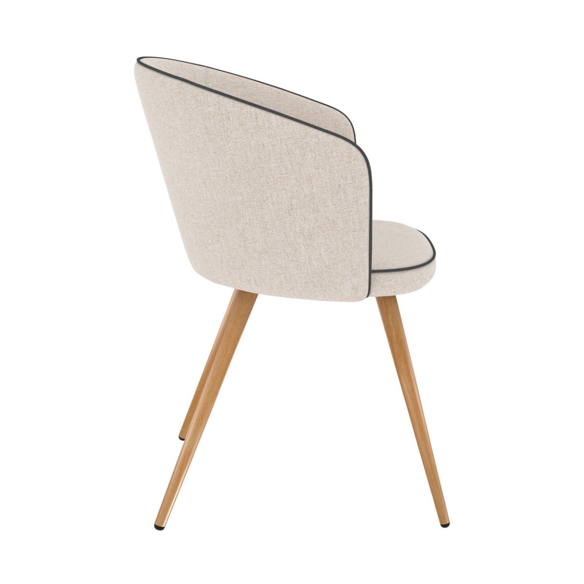 Lot de 2 chaises en tissu et pieds en métal - CHIARA beige, pieds bois clair, MAISON PAVANE