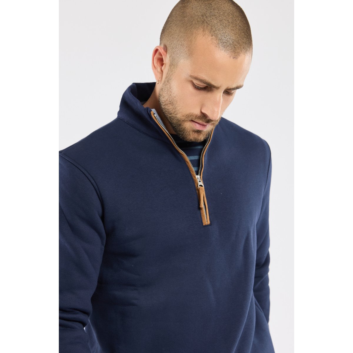 Sweat camionneur molleton en coton amiral, GUY DE BERAC