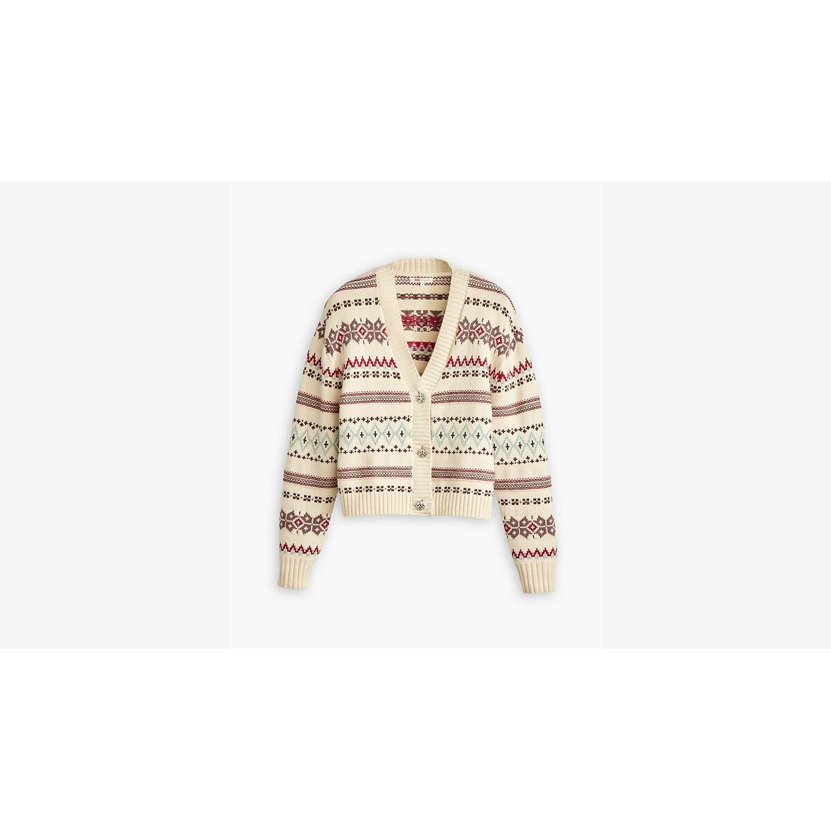 Gebreid vest met V-hals, knoopsluiting bedrukt ecru, LEVI'S
