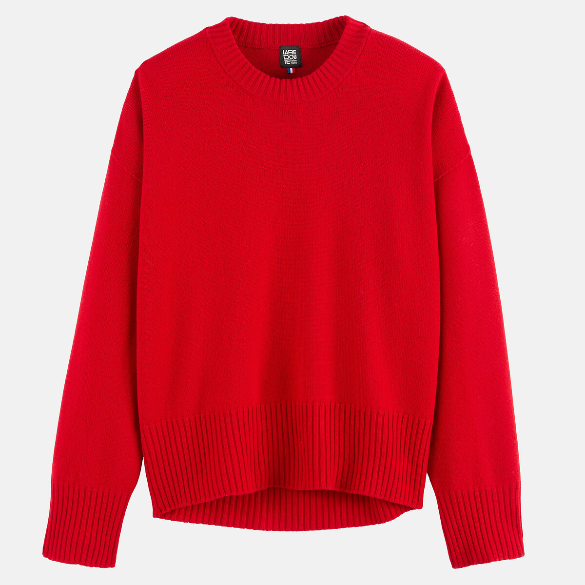 Pullover mit Rundhalsausschnitt aus Wolle und Kaschmir, hergestellt in Frankreich rot, LA REDOUTE COLLECTIONS