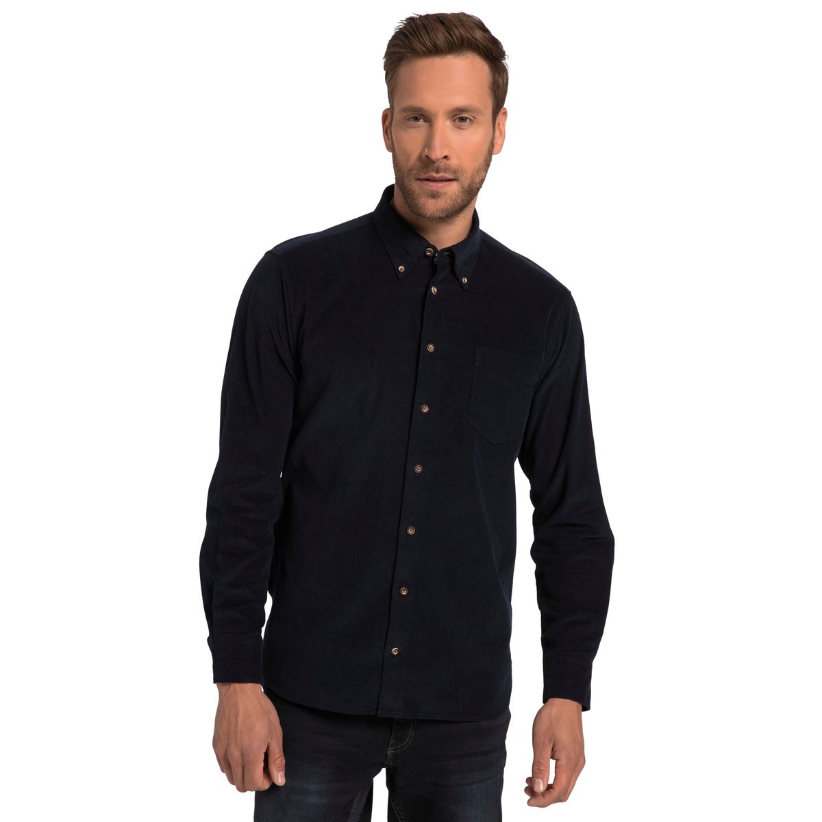 Chemise en velours côtelé de tenue bleu marine, JP1880