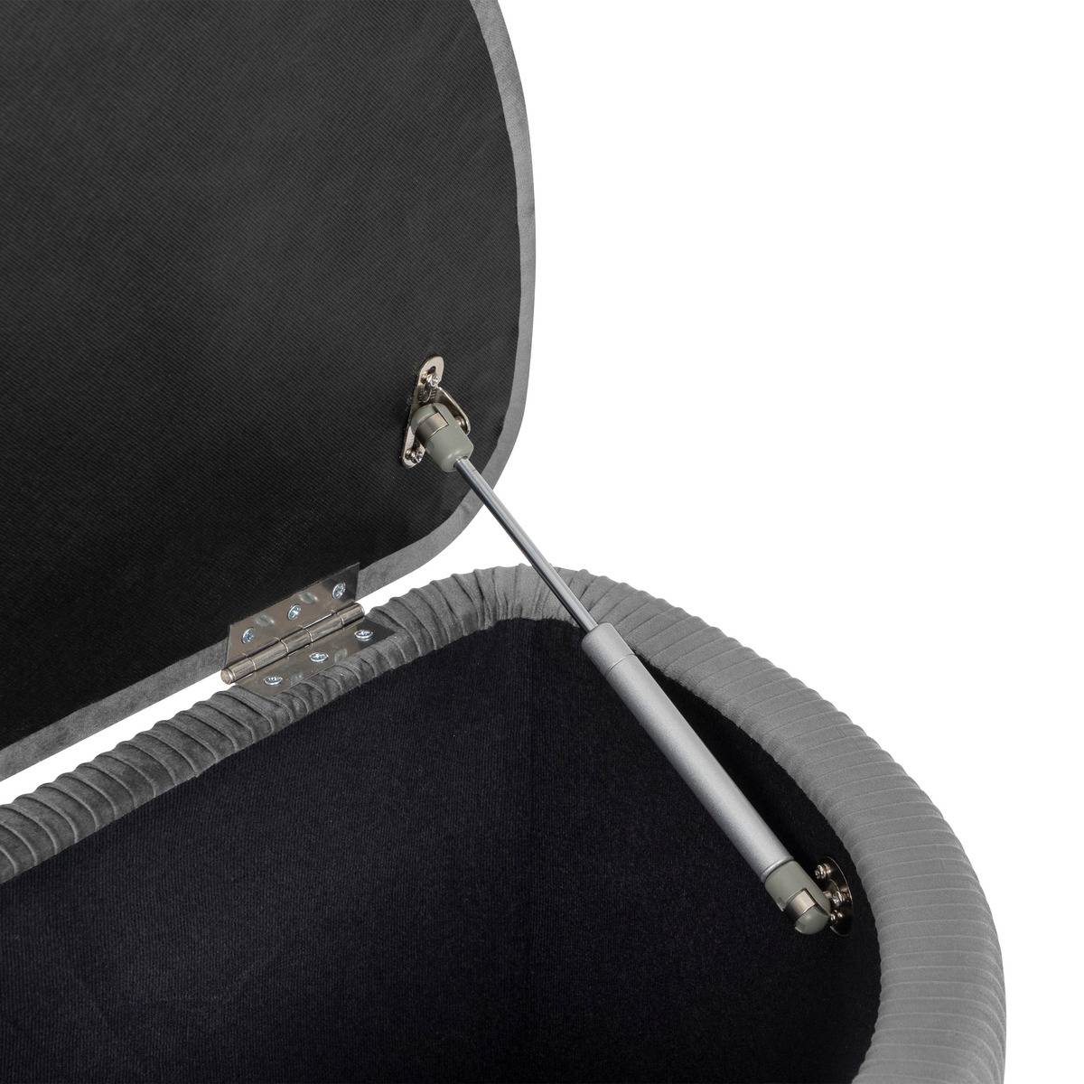 Banc coffre de rangement en velours SOLARO gris, ATMOSPHERA