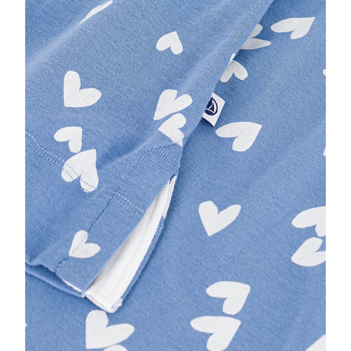 Heart Print Cotton Nightshirt blue/white, PETIT BATEAU