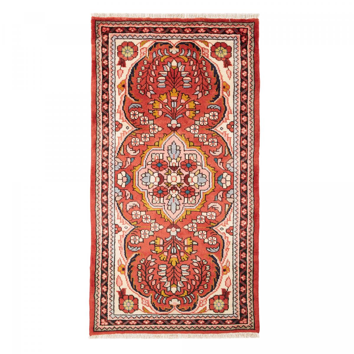 Tapis d'orient aux motifs orientaux, artisanal noué main, HAMADAN 50 rouge, beige, marron, UN AMOUR DE TAPIS