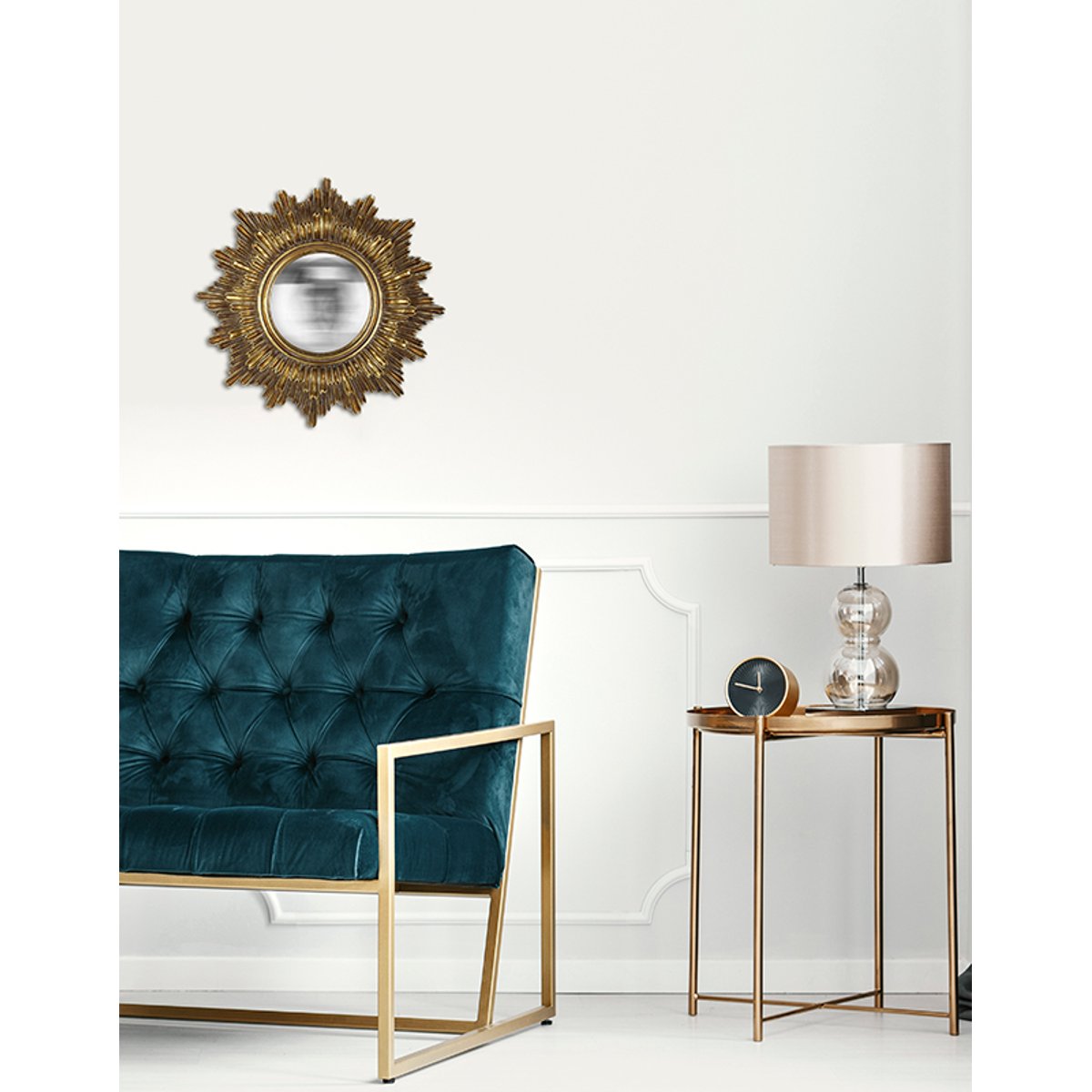 Miroir convexe soleil 30cm or, EMDE