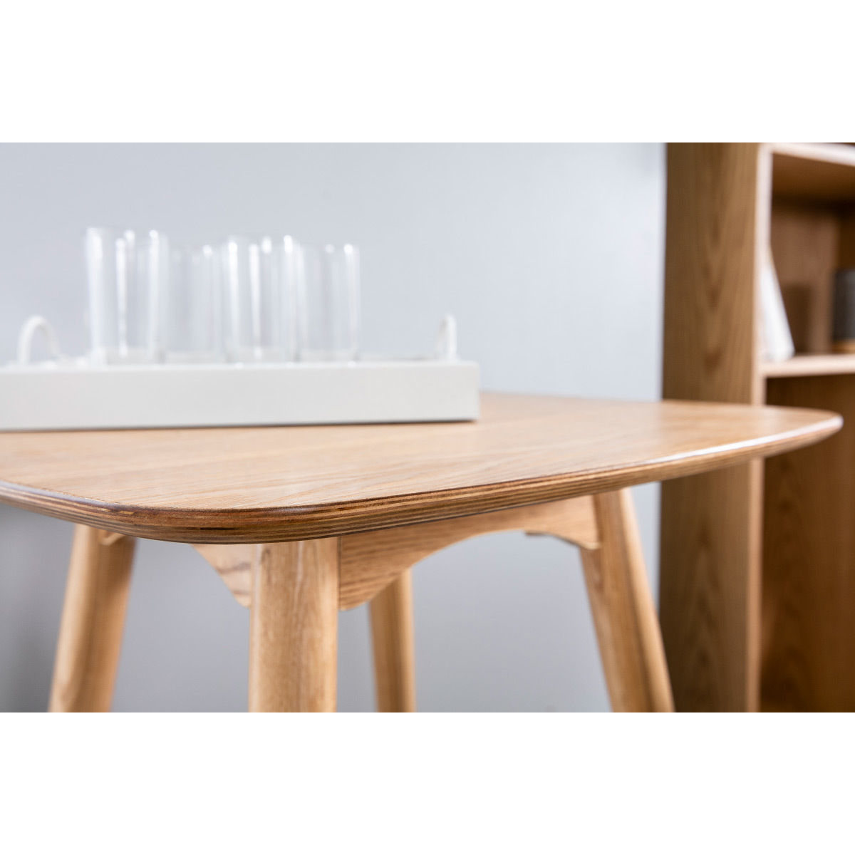 Table haute carrée frêne scandinave L60 cm BALTIK chêne clair, MILIBOO