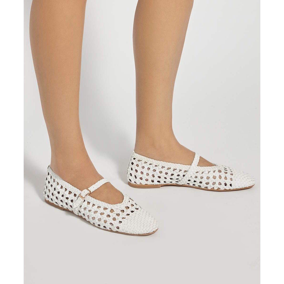 Babies en cuir tressé - HAZELLA white-leather, DUNE LONDON