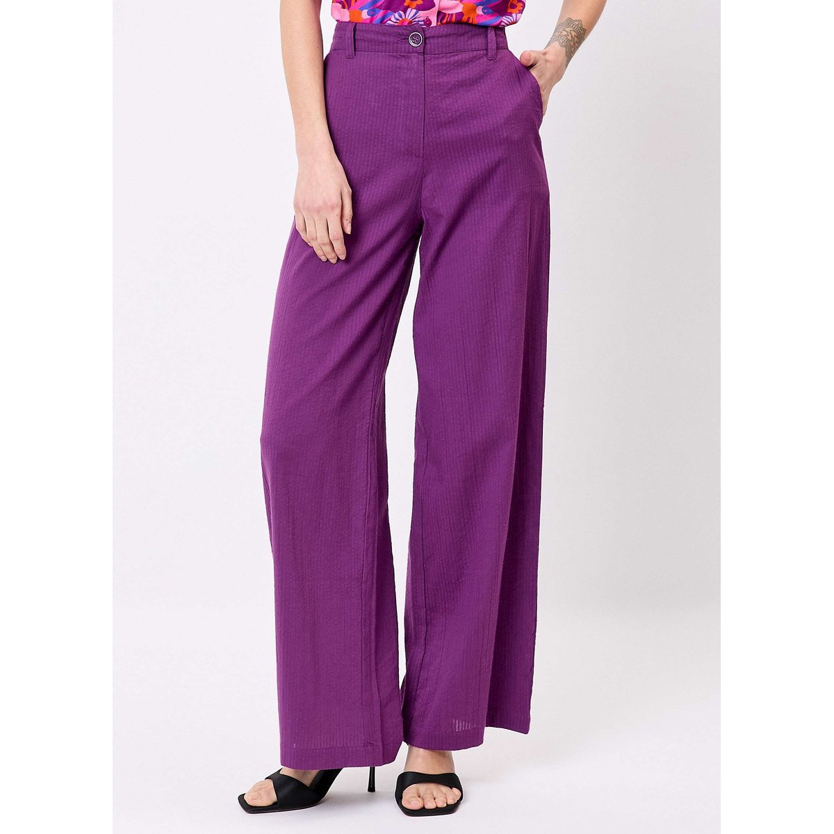 Pantalon large coton gaufré RUFUS violet rufus, PRINCESSE NOMADE