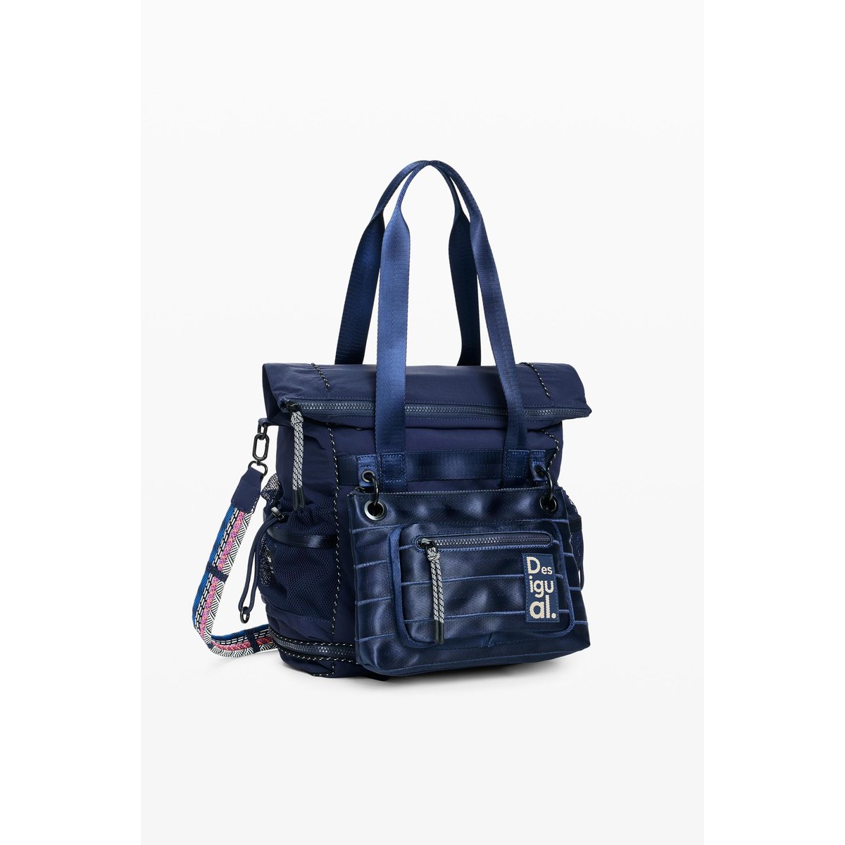 Grand sac à dos multiposition en nylon bleu, DESIGUAL
