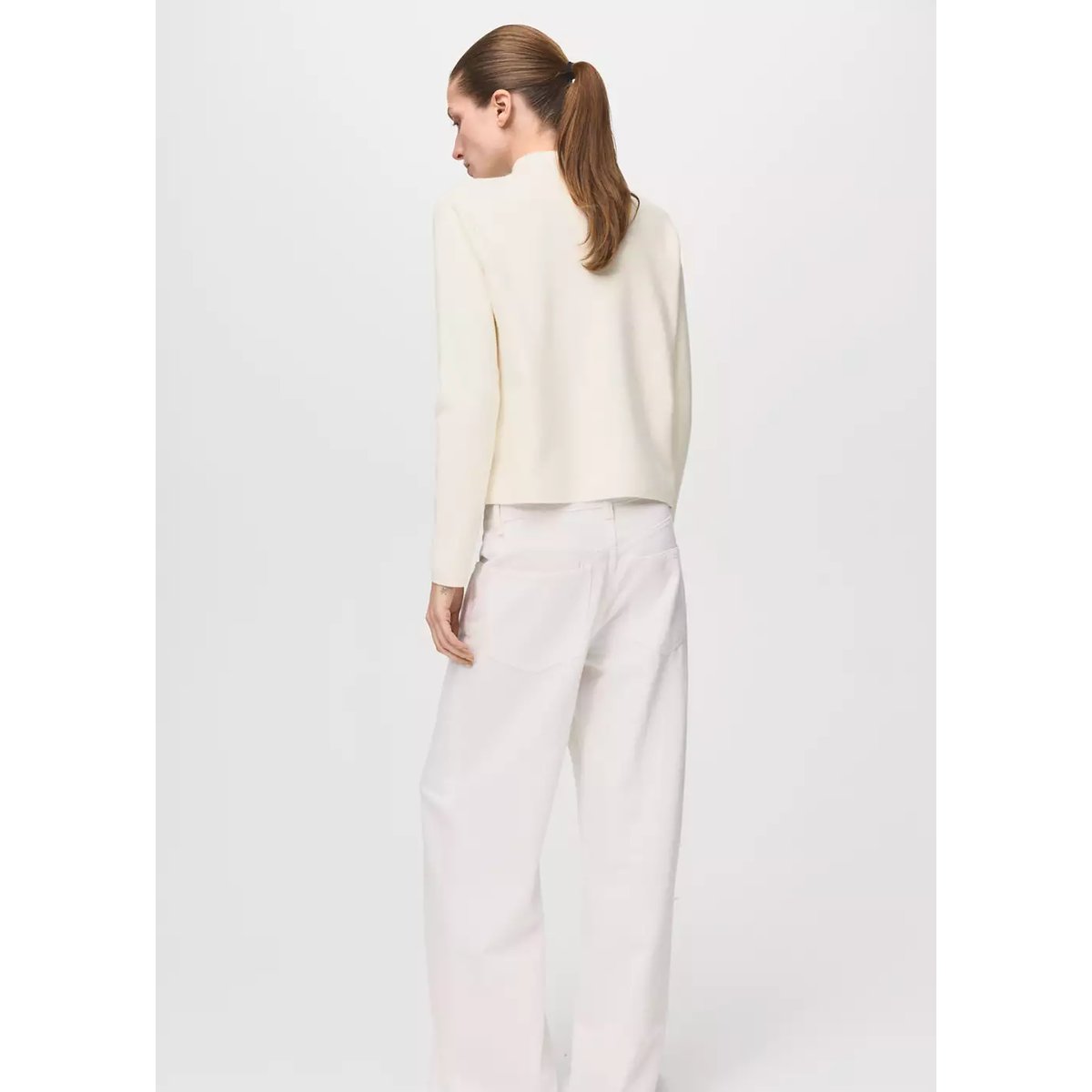 Pull-over maille col montant écru, MANGO