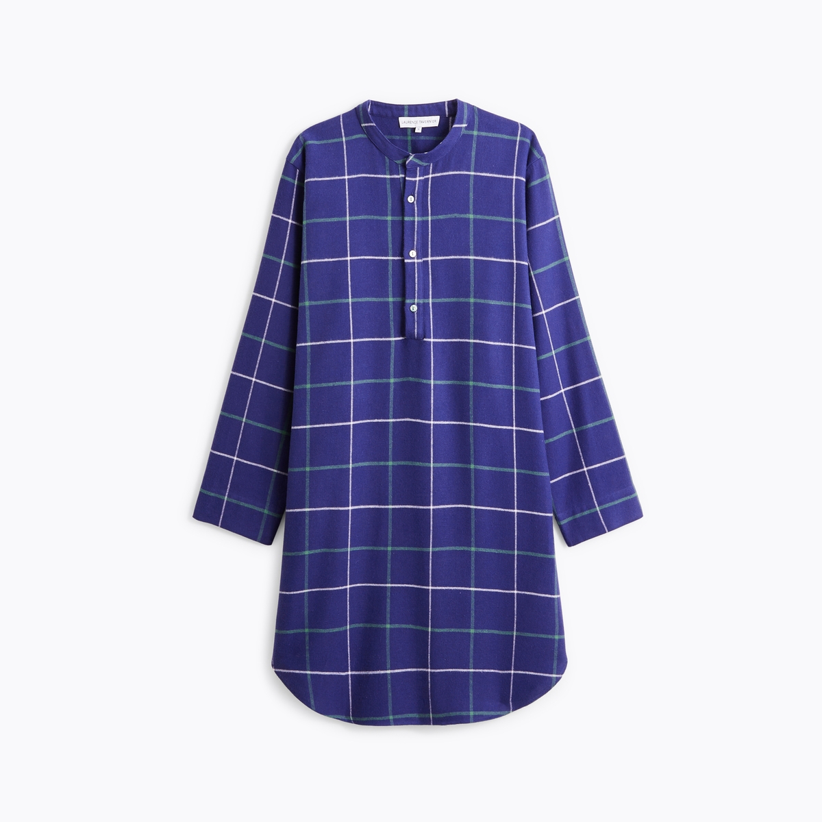 Chemise de nuit col officier en flanelle de coton DUO CHAUD boreales, LAURENCE TAVERNIER