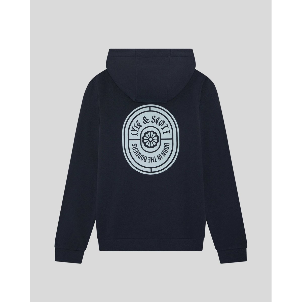 Sweat à capuche graphique badge en coton bleu foncé marine, LYLE & SCOTT
