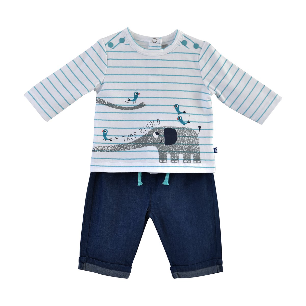 Ensemble t-shirt pantalon erwin jean naissance bleu, SUCRE D'ORGE